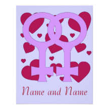 Lesbian Marriage Hearts Personalized Invitation
