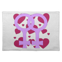 Lesbian Marriage Hearts Place Mat