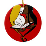 Lesbian Romance Red & Green ornaments