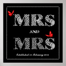 Lesbian Same Gender Wedding Gift  Lace Word Art Posters
