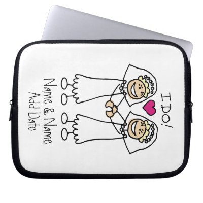 Lesbian Wedding Bridal Laptop Sleeves