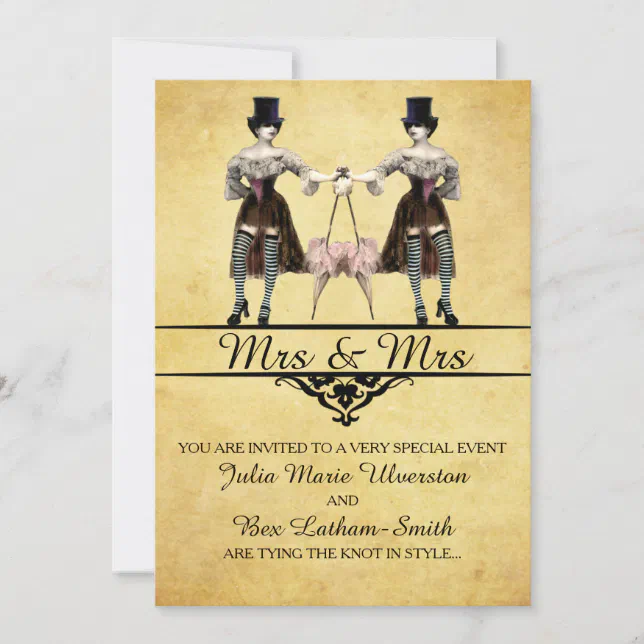 Lesbian Wedding Gothic Steampunk Style Invitation Zazzle