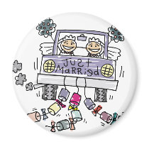 Lesbian Wedding Just Married Refrigerator Magnets