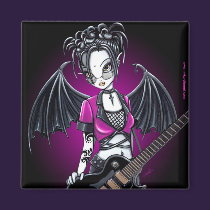 "Leslie" Gothic Guitar Fairy Art Magnet magnets