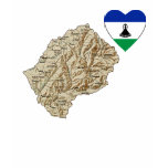 Lesotho Flag Heart and Map T-Shirt