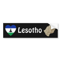 Lesotho Flag Heart + Map Bumper Sticker