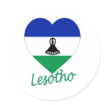 Lesotho Flag Heart Round Sticker