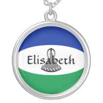Lesotho Flag + Name Necklace