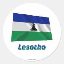Lesotho Waving Flag with Name Stickers