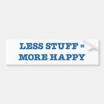Less Stuff = More Happy (blue edition) Bumper Sticker