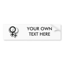 LESSBIAN LOVE SYMBOLS BLACK BUMPER STICKER