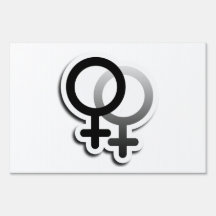 LESSBIAN LOVE SYMBOLS BLACK YARD SIGN