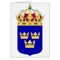 Lesser Coat of Arms Sweden Official Symbol Logo Greeting Card