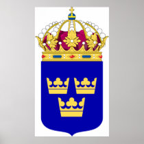 Lesser Coat of Arms Sweden Official Symbol Logo Posters