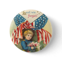 Lest We Forget Memorial Day Pinback Button