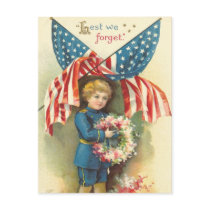 Lest We Forget Memorial Day Post Card