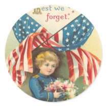 Lest We Forget Memorial Day Round Stickers