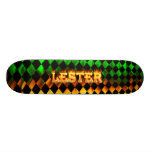 Lester skateboard fire and flames design.