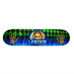 Lester skull blue fire Skatersollie skateboard.