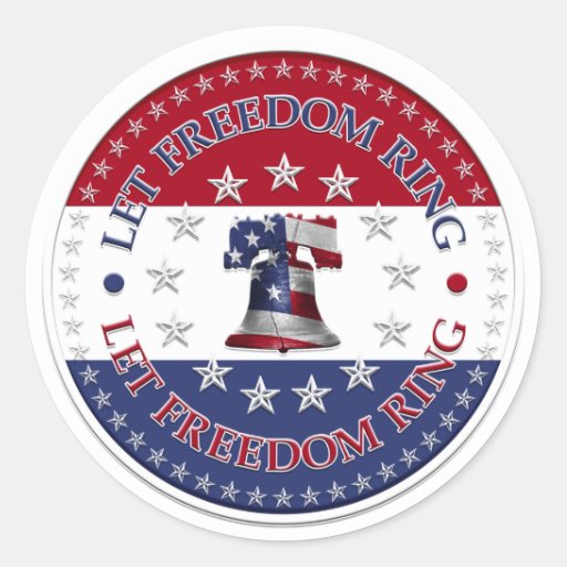 Let Freedom Ring Liberty Bell 13 & 50 Stars Round Stickers | Zazzle