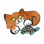 Let Go exclaims the Turtle to the Kitten Postcard