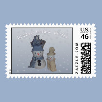 Let it Snow Blue Snowmen Stamp