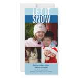 Let it snow bold navy blue Christmas greeting photo cards