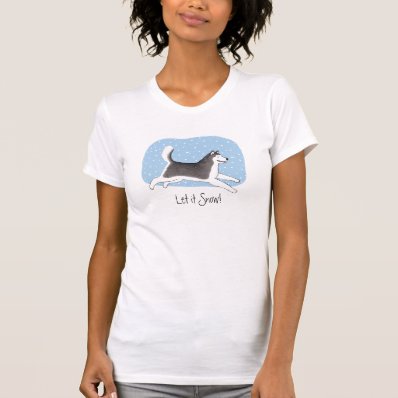 &quot;Let it Snow!&quot; Cheerful Dog Design Tee Shirts