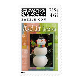 Let it snow Christmas snowman postage stamp stamp