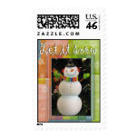 Let it snow Christmas snowman postage stamp