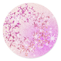 Let it Snow Pink Round Stickers