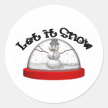 Let It Snow, Snow Globe Round Stickers