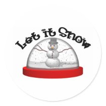 Let It Snow, Snow Globe Round Stickers