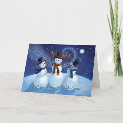 LET IT SNOW Snowmen Christmas Card from Zazzle.