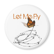 Let Me Fly -  Butterfly Caught in Barbed Wire Magnet