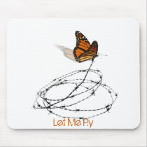 Let Me Fly -  Butterfly Caught in Barbed Wire Mouse Pads