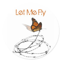 Let Me Fly -  Butterfly Caught in Barbed Wire Sticker