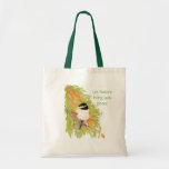 Let Nature Bring Peace, quote, Autumn Chickadee Bag
