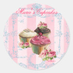 Let Us Eat Cupcakes Pink Frosting Seals or Sticker