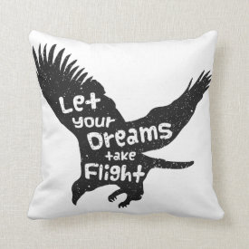 Let Your Dreams Take Flight Eagle Black Grunge Throw Pillow