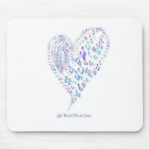 Let Your Heart Sing - Heart made of musical notes Mousepads