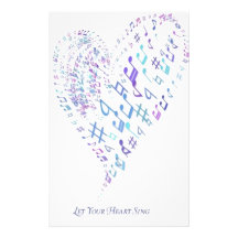 Let Your Heart Sing - Heart made of musical notes Stationery Paper