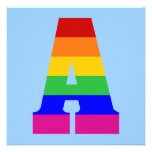 Letra A del arco iris Invitacion Personalizada