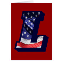 Letra "L " americana de la bandera Tarjeta