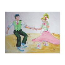 lets all do the twist swing dancers post card