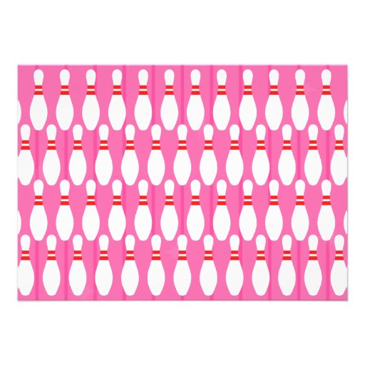 Let's Bowl Bowling Party Birthday Invitation pink