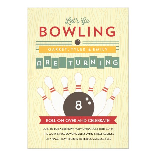 Let's Bowl! Multiple Birthday Party Invitation