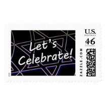Lets Celebrate Black Rectangle postage