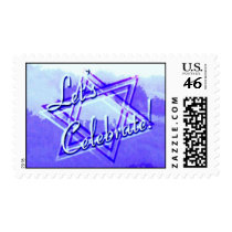 Lets Celebrate Blue Postage Stamp