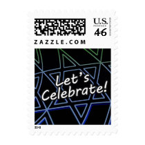 Let's Celebrate Blue to Green Square Postage
